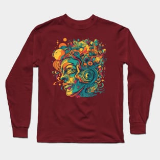 Psychedelic face in many colours Long Sleeve T-Shirt